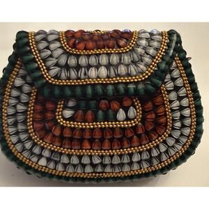 Ramla Bag‎ Clutch Shoulder Bag Red Green Gold Clear Stone Party Formal New